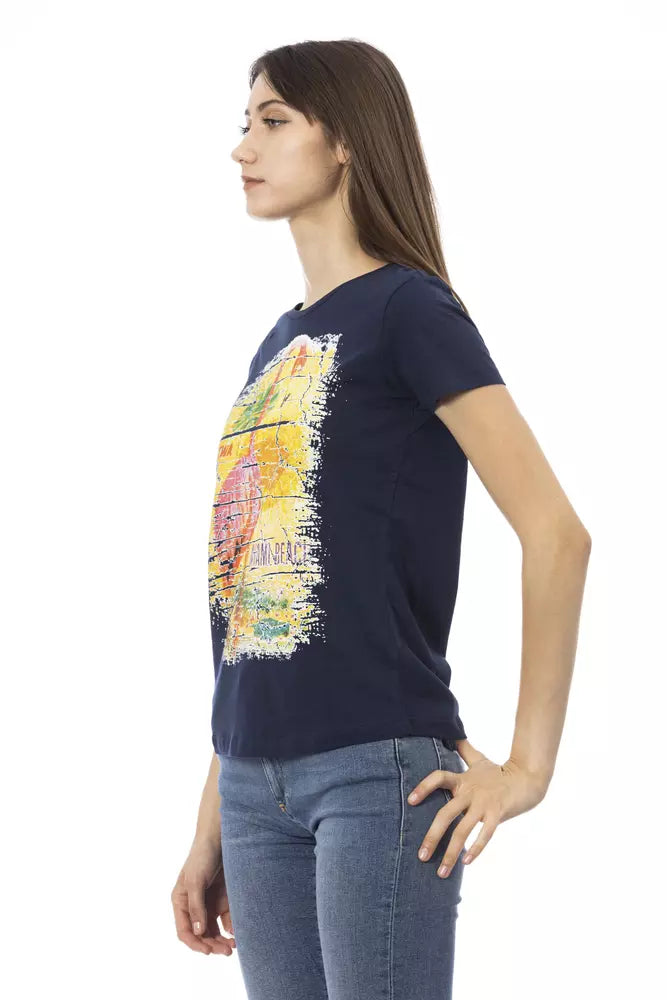 Trussardi T-shirt Action Chic bleu à manches courtes et col rond