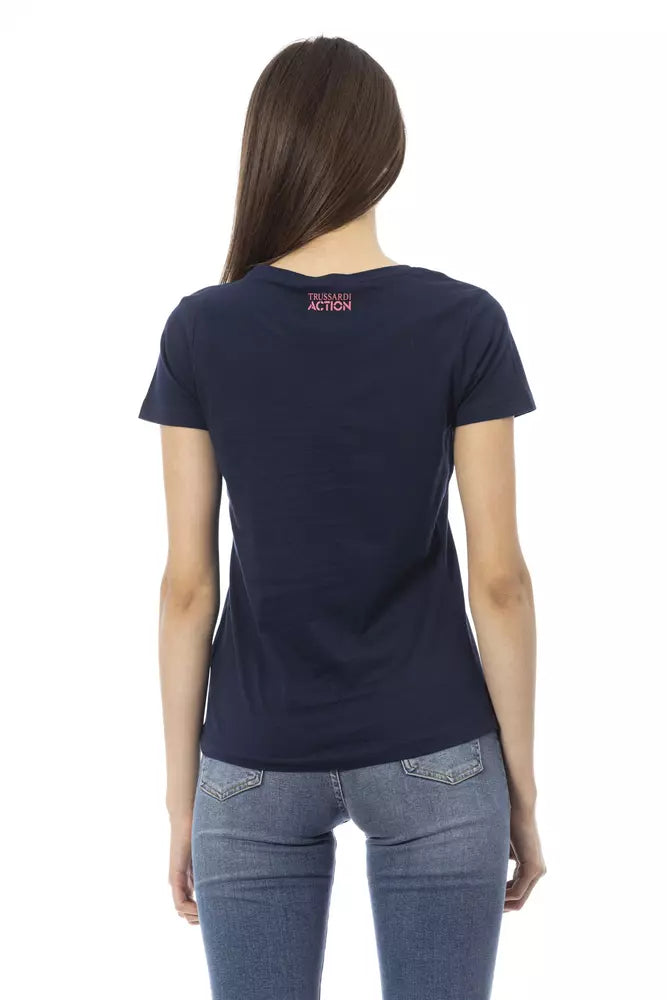 Trussardi T-shirt Action Chic bleu à manches courtes et col rond