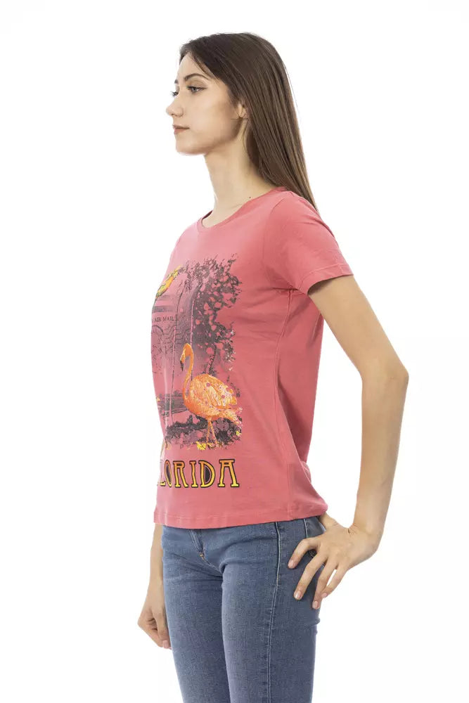 Trussardi T-shirt imprimé rose Action Chic pour des looks d'été tendance