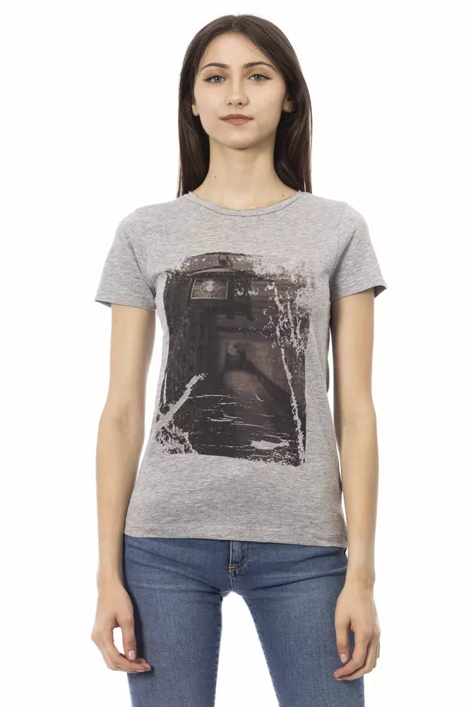 Trussardi T-shirt Action Chic gris à manches courtes et col rond