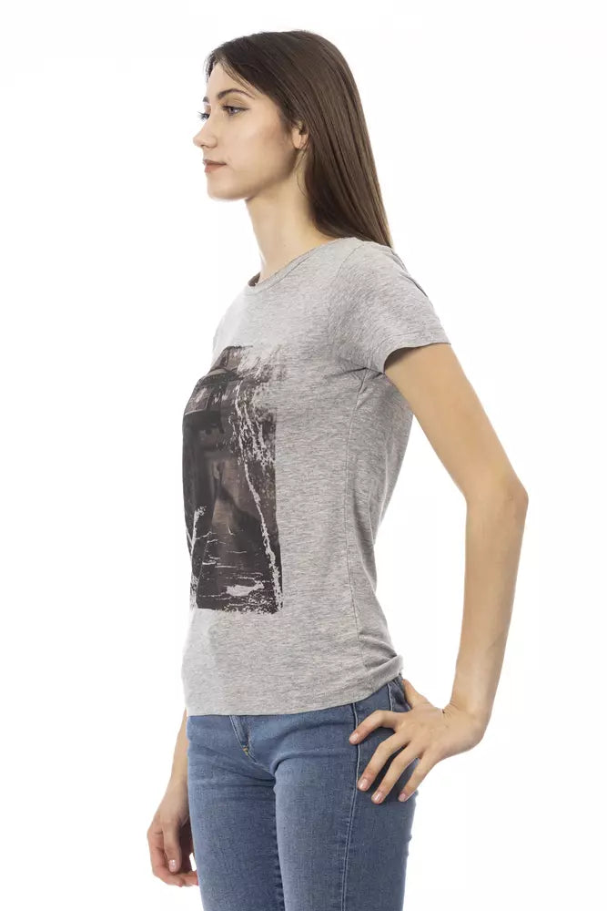 Trussardi T-shirt Action Chic gris à manches courtes et col rond