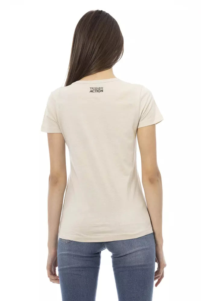 Trussardi Action T-shirt décontracté en coton mélangé beige