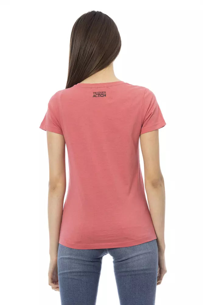 Trussardi Action Chic t-shirt rose à manches courtes en coton mélangé