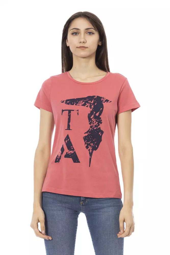 Trussardi T-shirt Action Chic en coton mélangé rose avec imprimé élégant