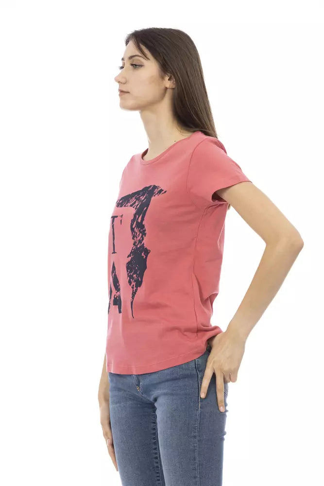 Trussardi T-shirt Action Chic en coton mélangé rose avec imprimé élégant