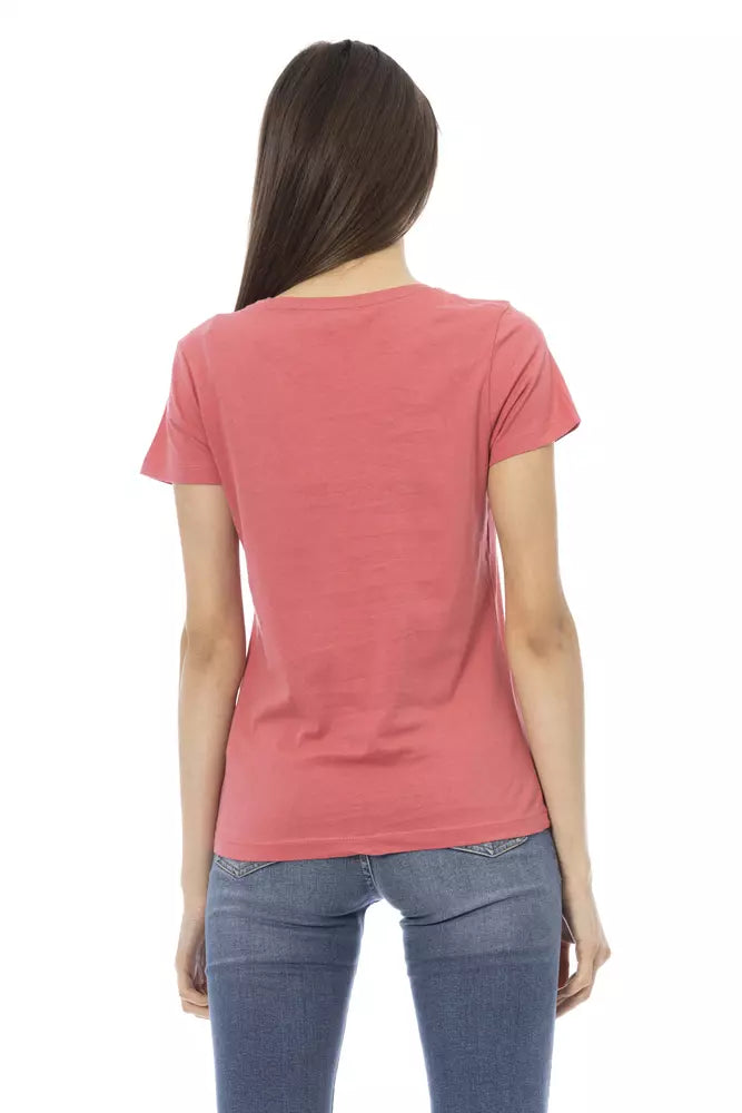 Trussardi T-shirt Action Chic en coton mélangé rose avec imprimé élégant