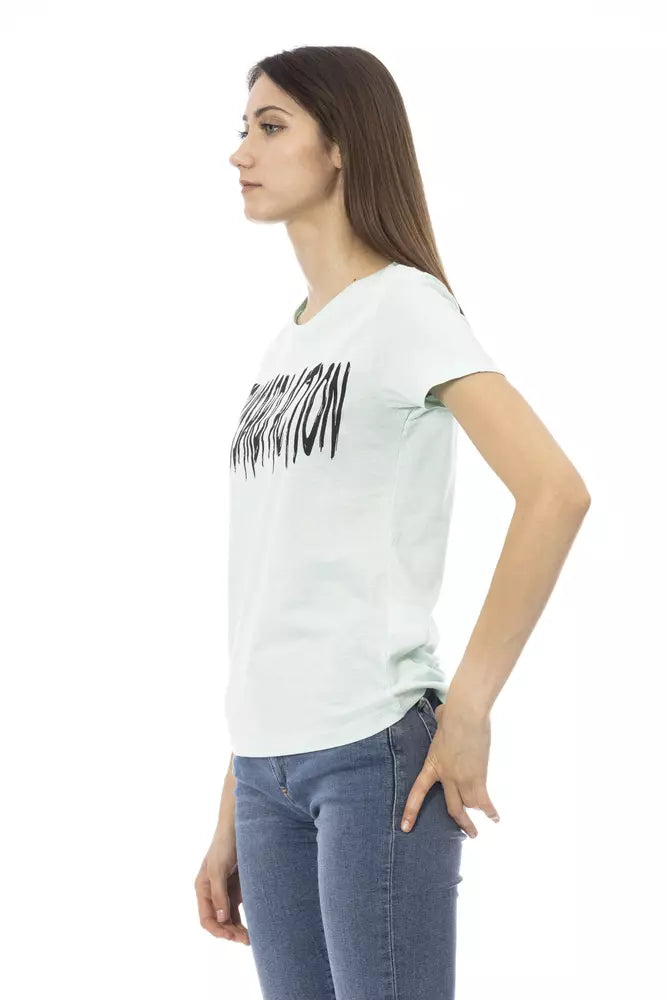 Trussardi Action - T-shirt élégant bleu clair avec imprimé chic sur le devant