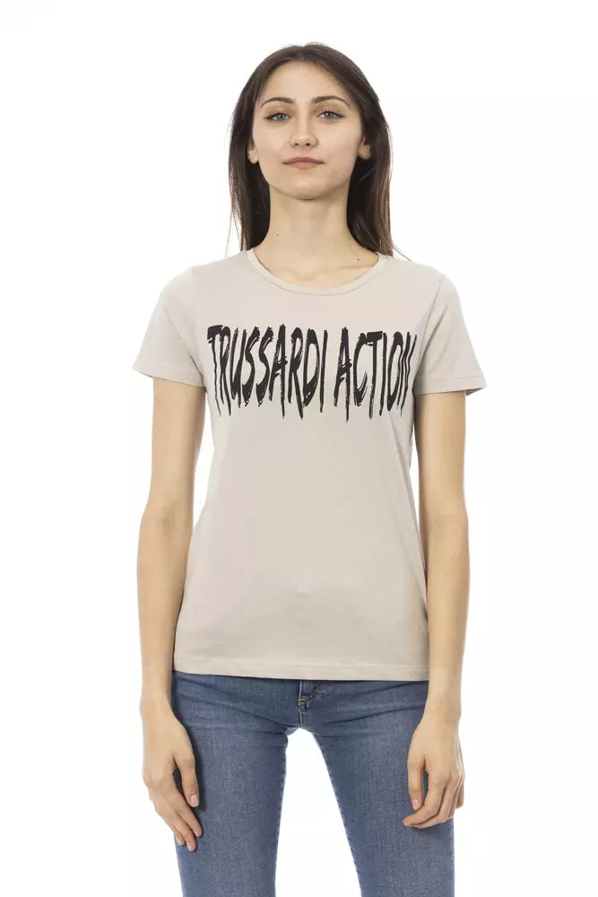 Trussardi Action T-shirt élégant beige à manches courtes et col rond