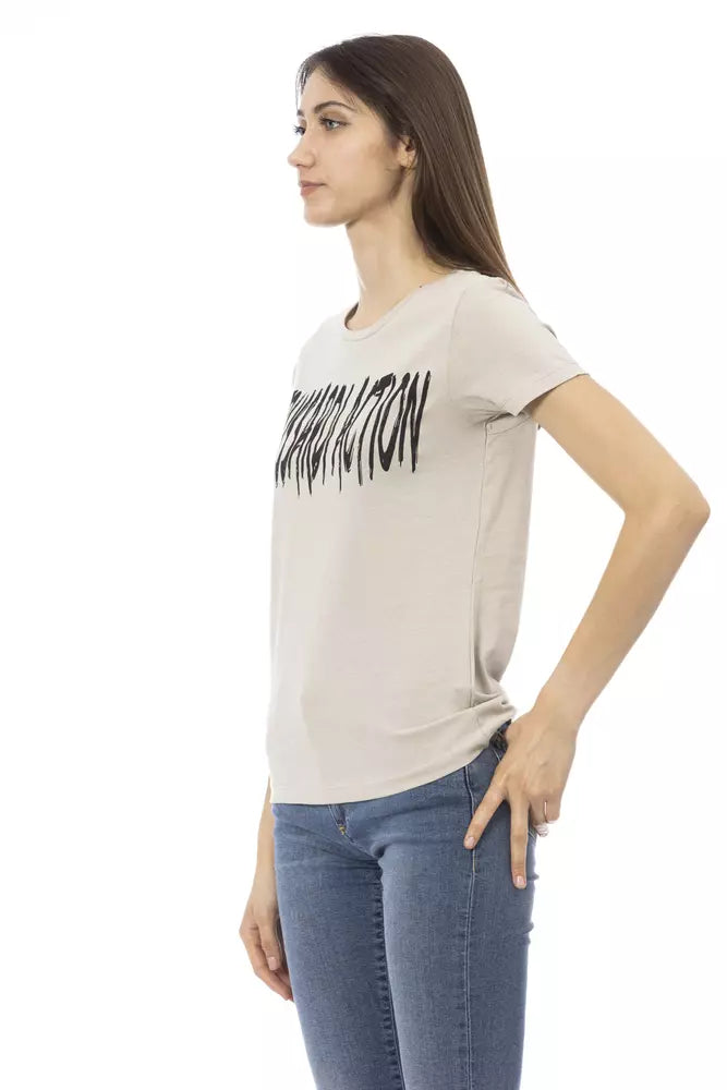 Trussardi Action T-shirt élégant beige à manches courtes et col rond