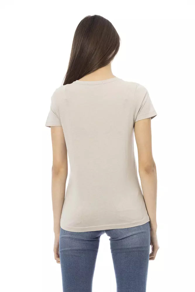 Trussardi Action T-shirt élégant beige à manches courtes et col rond