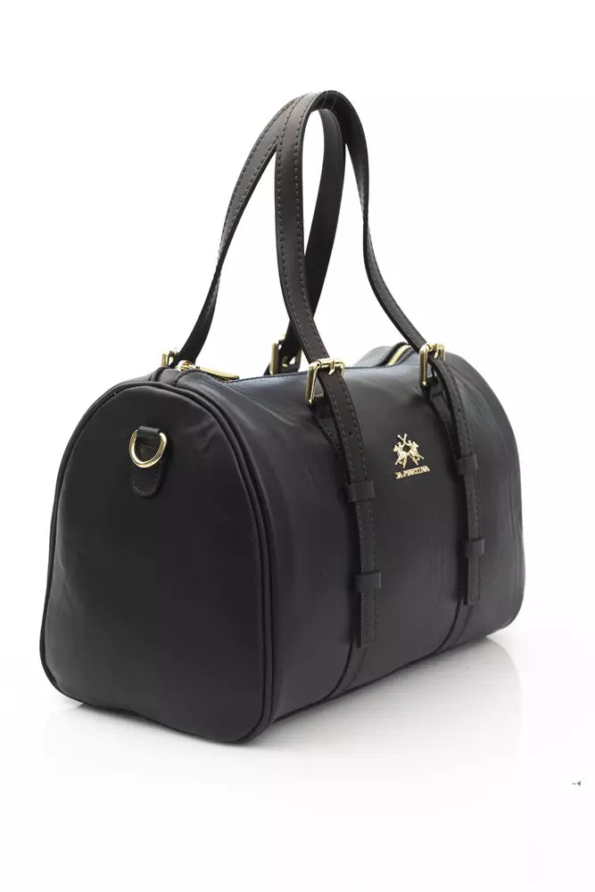 La Martina Elegant Black Leather Crossbody Bag