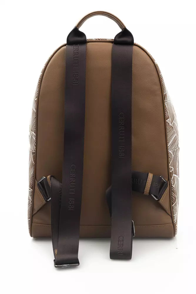 Cerruti 1881 Brown Leather Men Backpack