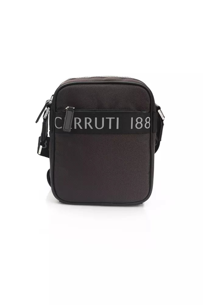 Cerruti 1881 Élégant sac messager en cuir et nylon marron