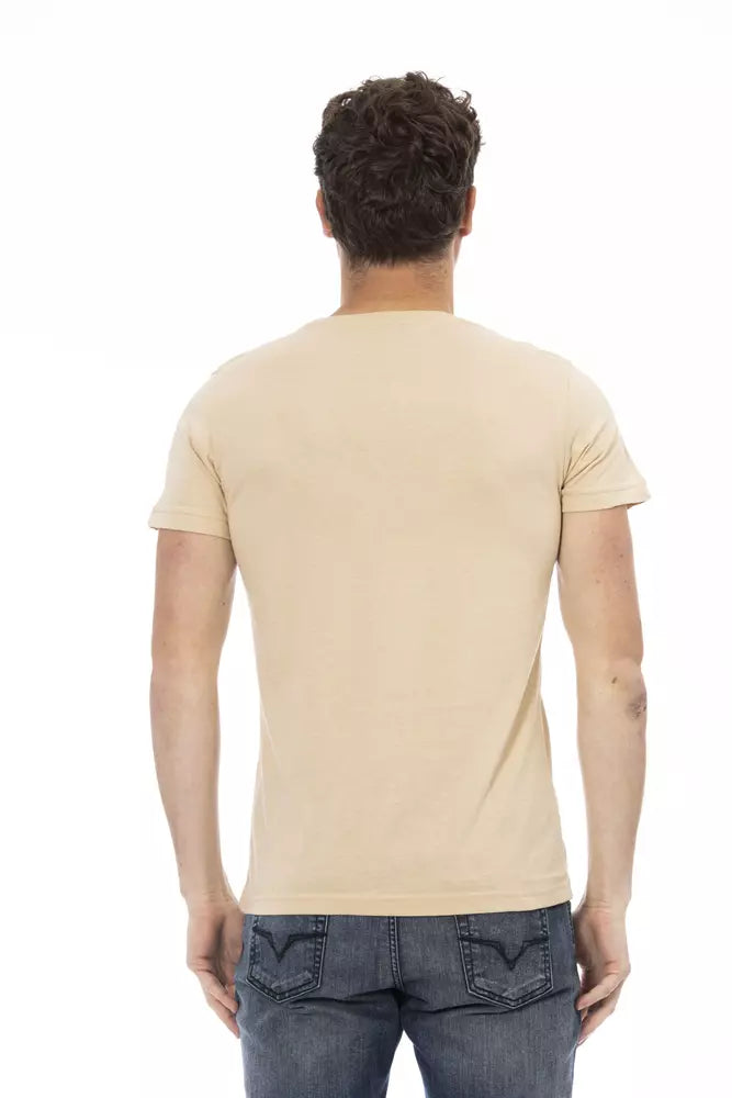 Trussardi Action T-shirt élégant beige à manches courtes et col rond