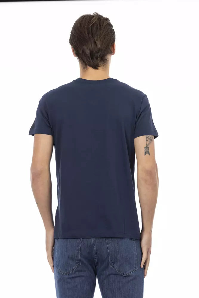 Trussardi Action T-shirt bleu élégant à manches courtes et col en V