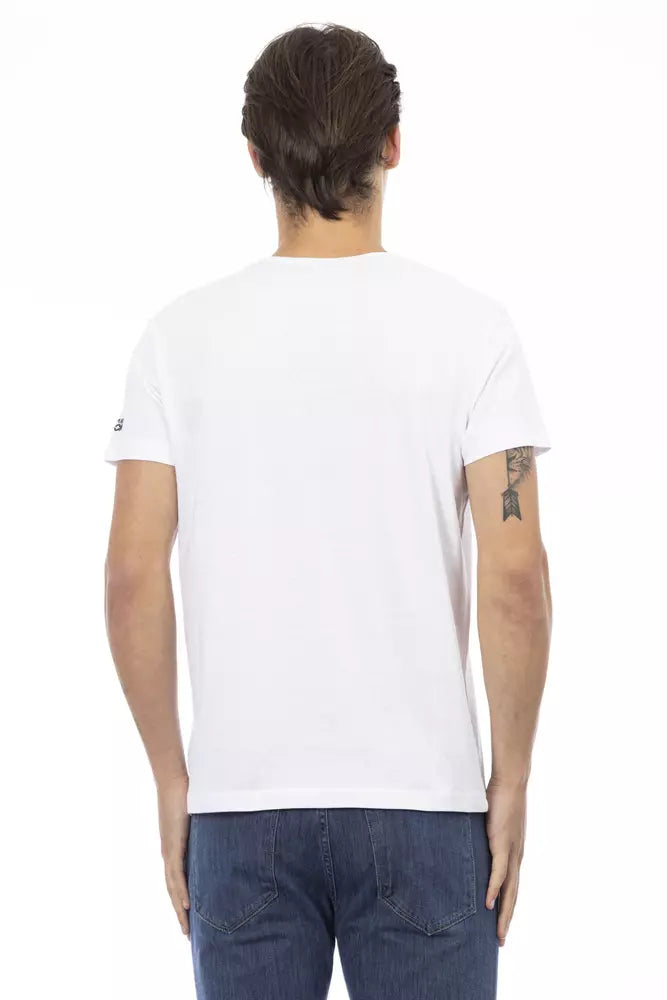 Trussardi Action - T-shirt élégant à col en V et imprimé chic sur le devant