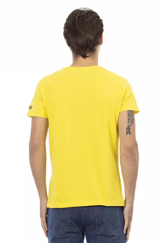 Trussardi Action Sunshine - T-shirt col en V jaune avec charme graphique