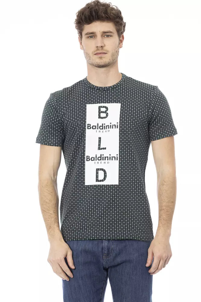 Baldinini Trend T-shirt élégant en coton vert avec imprimé sur le devant