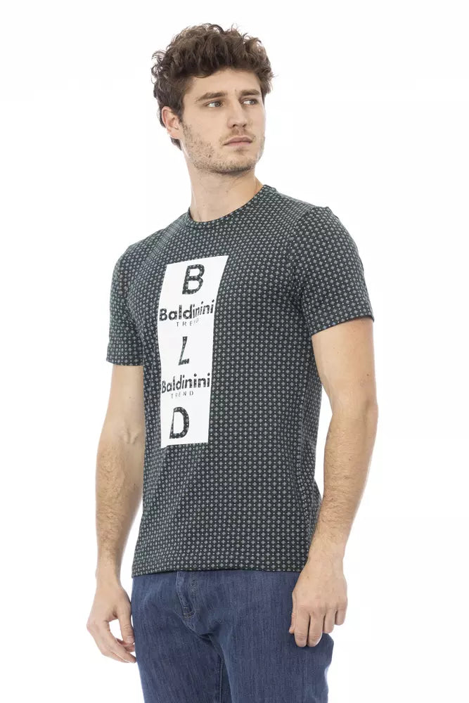 Baldinini Trend T-shirt élégant en coton vert avec imprimé sur le devant