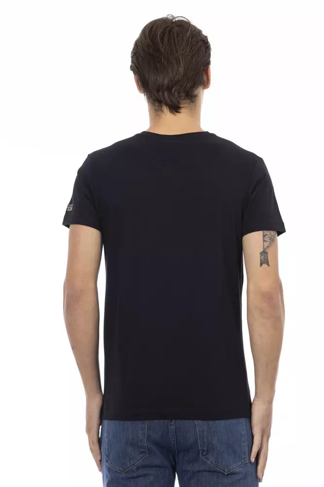 Trussardi Action Chic - T-shirt col V avec imprimé artistique sur le devant