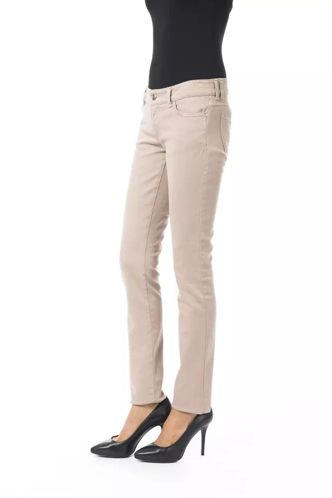 BYBLOS Pantalon slim beige élégant avec détail de chaîne unique