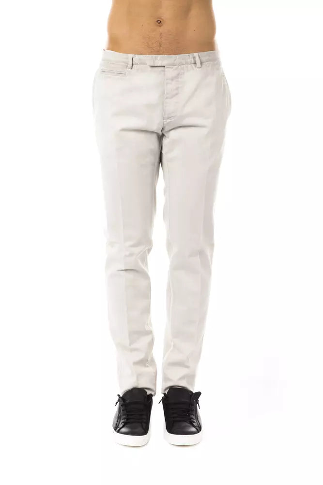 Uominitaliani Pantalon en coton décontracté gris élégant