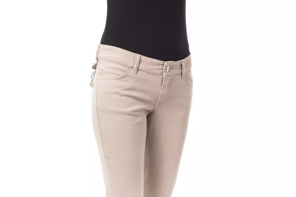 BYBLOS Pantalon slim beige élégant avec détail de chaîne unique