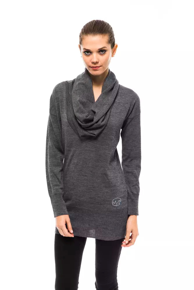 Montana Blu - Pull gris à col haut orné