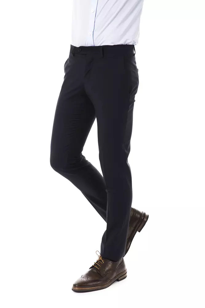 Uominitaliani Pantalon de costume en laine gris élégant - Coupe Drop 8