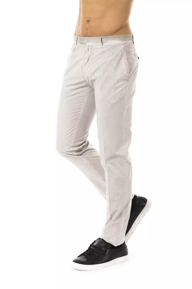 Uominitaliani Pantalon en coton coupe décontractée gris élégant pour homme