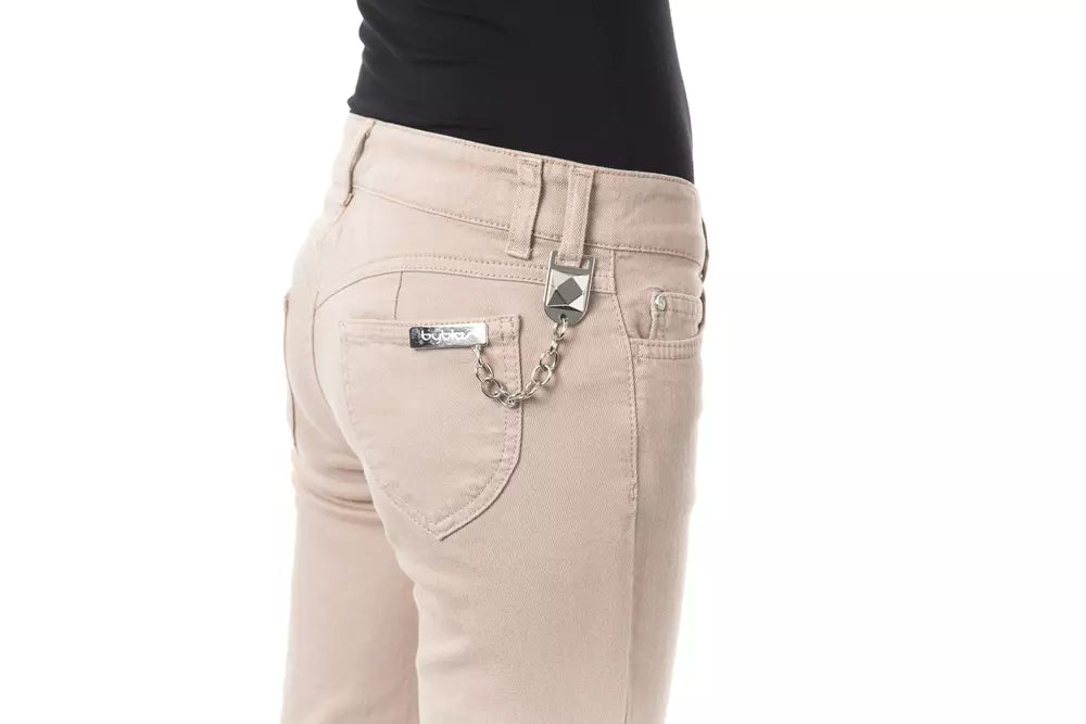 BYBLOS Pantalon slim beige élégant avec détail de chaîne unique