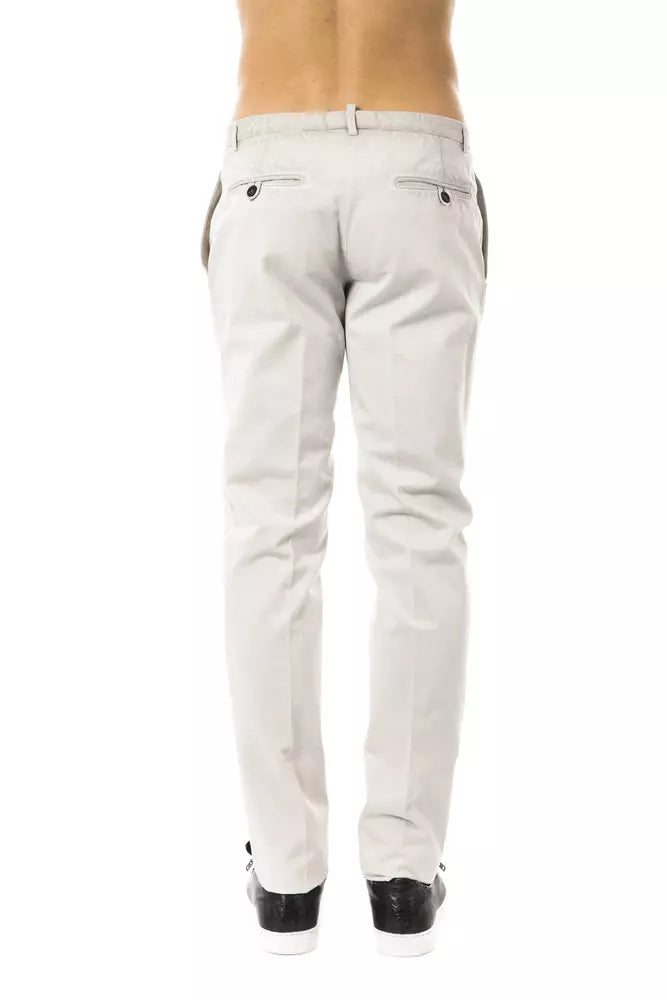 Uominitaliani Pantalon en coton décontracté gris élégant