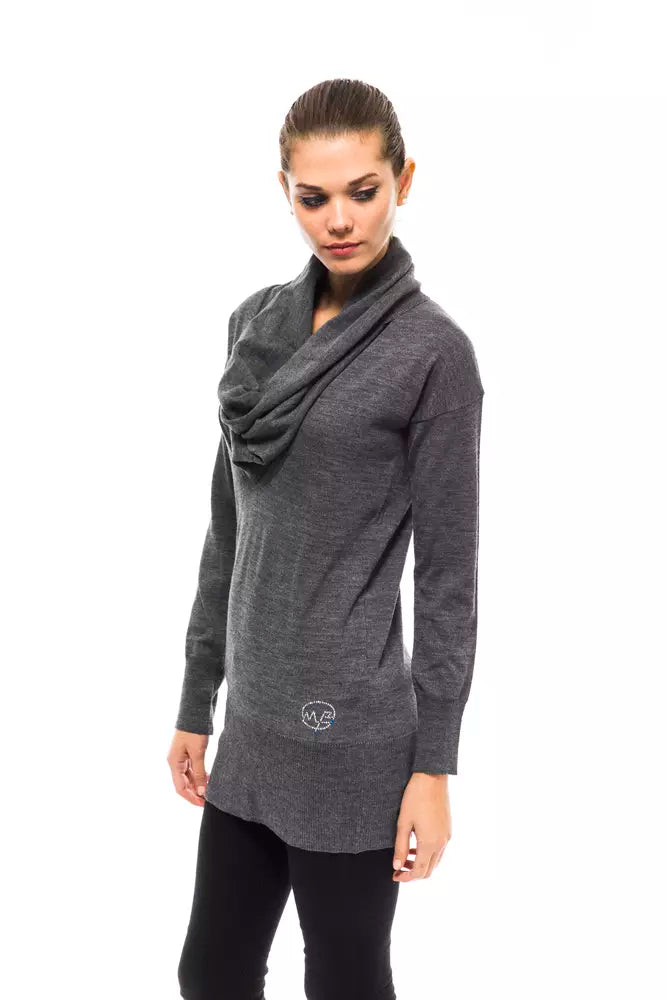 Montana Blu - Pull gris à col haut orné