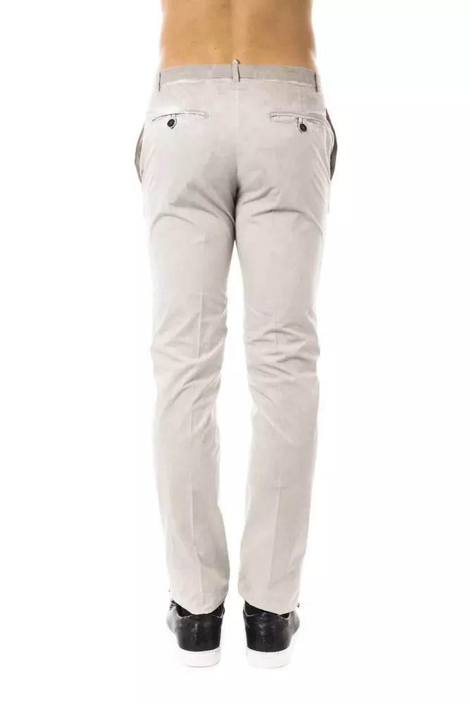 Uominitaliani Pantalon en coton coupe décontractée gris élégant pour homme