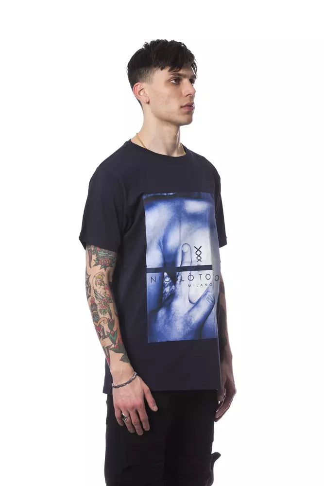 Nicolo Tonetto T-shirt élégant en coton bleu avec imprimé chic