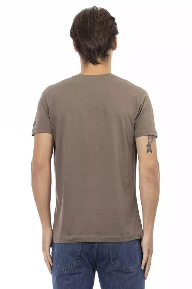 Trussardi Action Elevated T-shirt décontracté à col en V marron