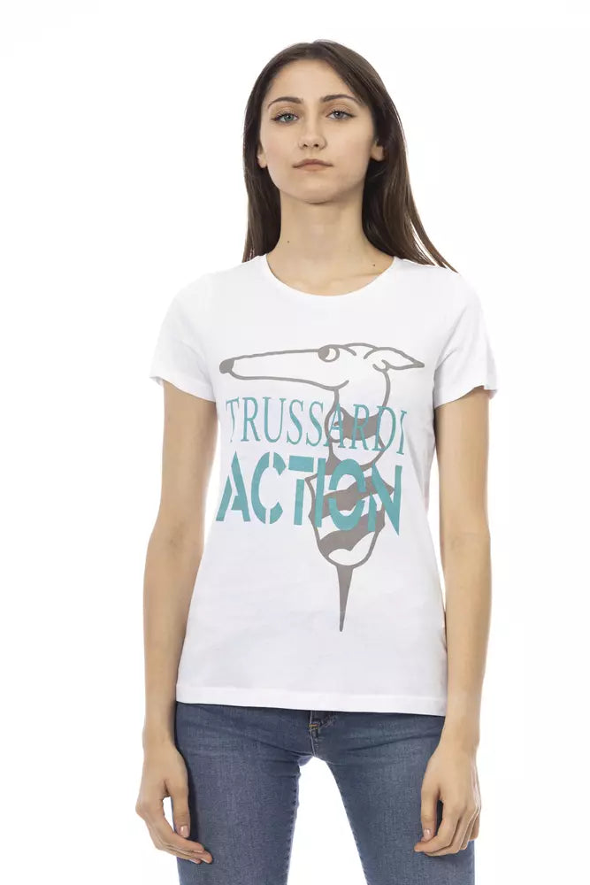 Trussardi T-shirt imprimé blanc Action Chic : un essentiel de la garde-robe d'été