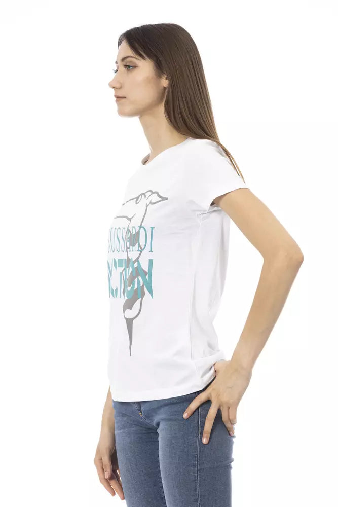 Trussardi T-shirt imprimé blanc Action Chic : un essentiel de la garde-robe d'été