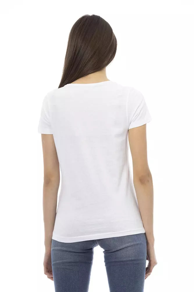 Trussardi T-shirt imprimé blanc Action Chic : un essentiel de la garde-robe d'été