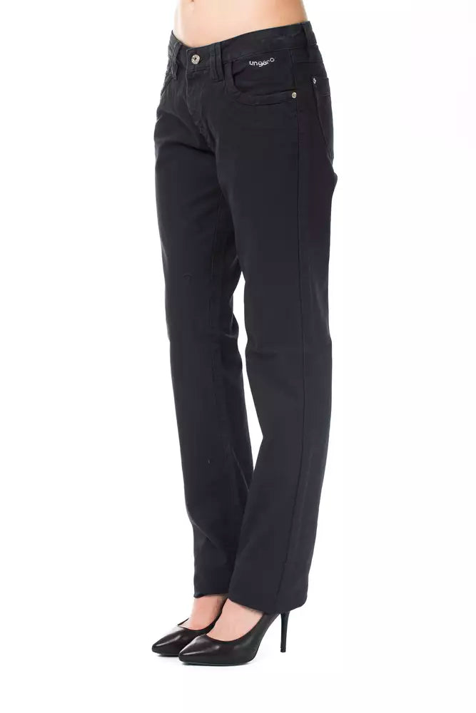 Pantalon Ungaro Fever Chic bleu coupe classique en coton