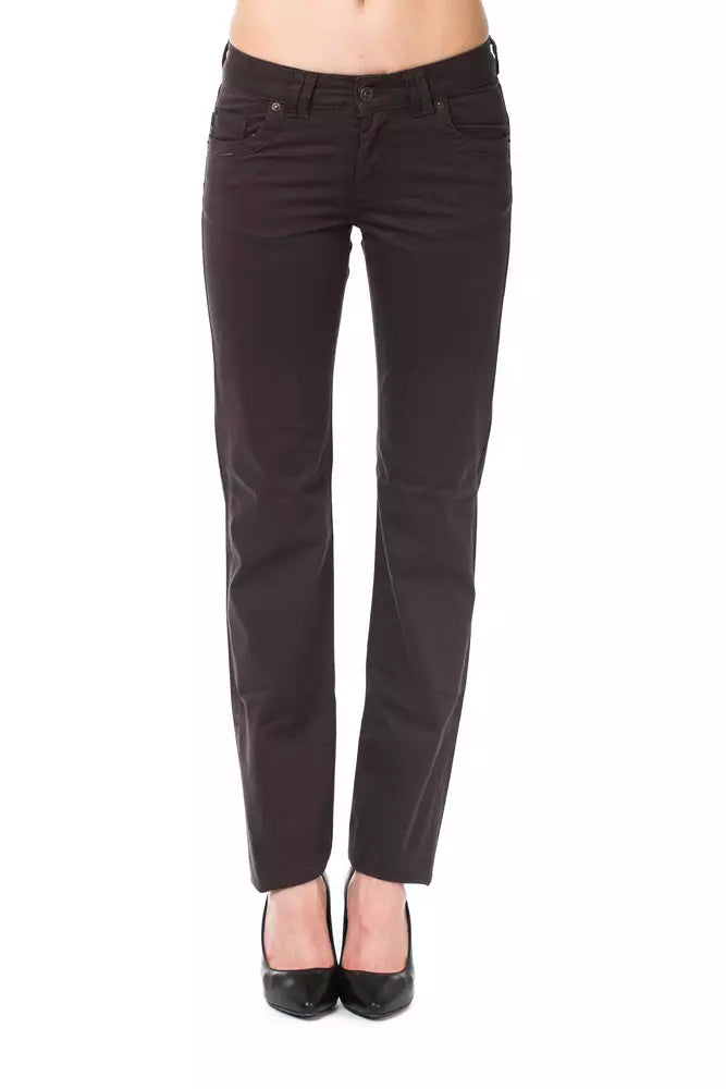 Ungaro Fever Pantalon de créateur élégant marron coupe régulière