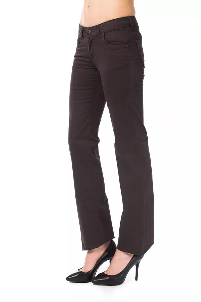 Ungaro Fever Pantalon de créateur élégant marron coupe régulière