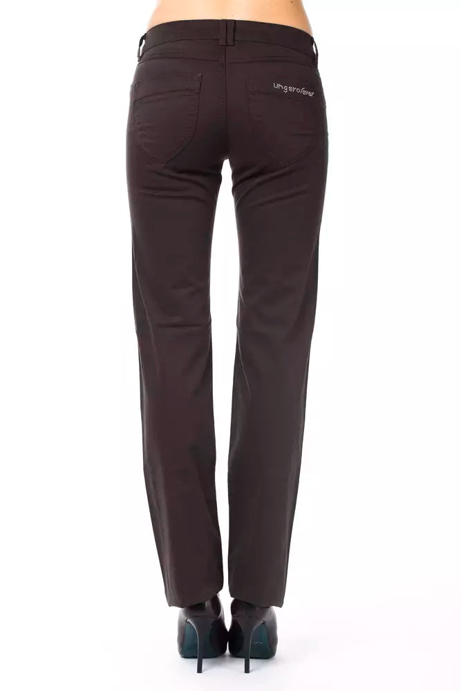 Ungaro Fever Pantalon de créateur élégant marron coupe régulière