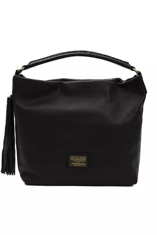 Pompei Donatella Elegant Black Leather Shoulder Bag