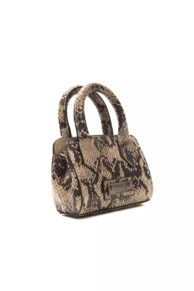 Pompei Donatella Chic Python Print Leather Mini Tote