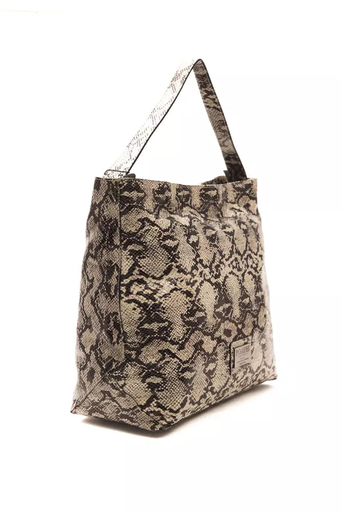 Pompei Donatella Chic Python Print Leather Shoulder Bag