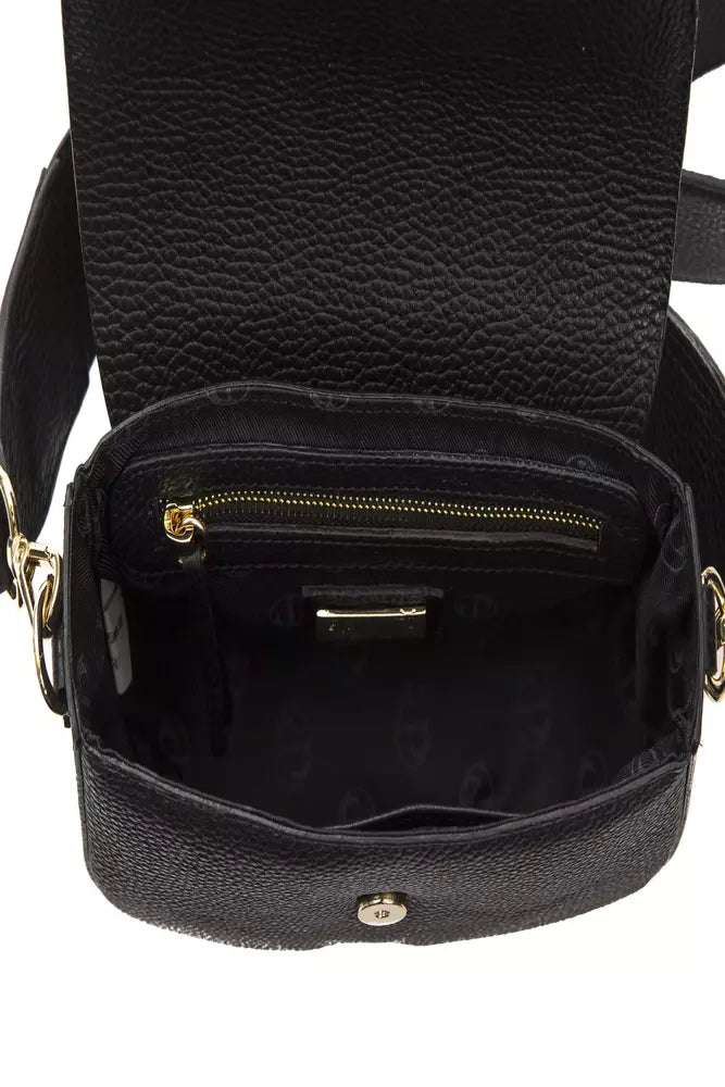 Pompei Donatella élégant sac à bandoulière en cuir noir