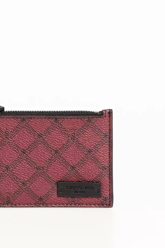 Trussardi Porte-cartes en cuir géométrique élégant