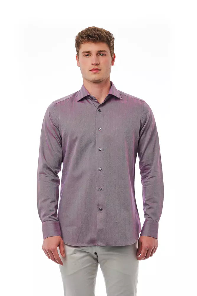 Chemise Bagutta bordeaux coupe slim à col français