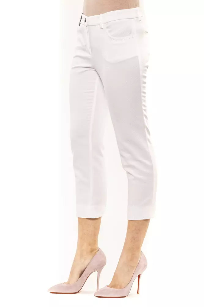 Peserico Chic High-Waist Ankle Pants in White